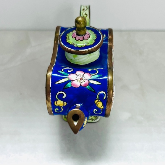 Authentic Kelvin Chen Grape Teapot Vintage | Taiwan Cloisonné Enamel | Oval - Picture 3 of 8